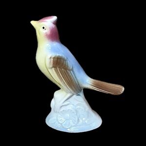 Vintage Royal Copley Porcelain Lark Bird Figurine Colorful AS IS READ